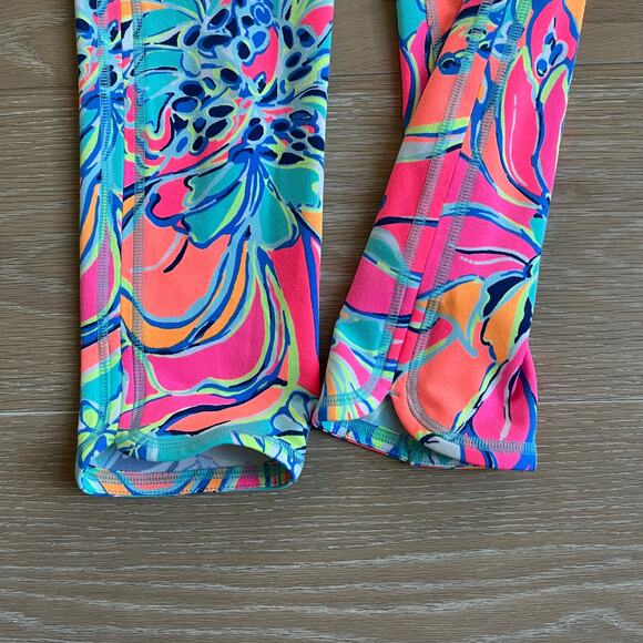 Lilly Pulitzer Upf 50+ Luxletic 21" Weekender Cropped Pant Aqua Breezy Babe - Picture 3 of 4